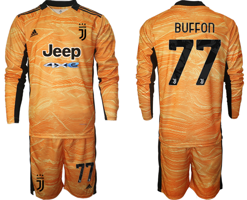 Men 2021-2022 Club Juventus orange yellow Goalkeeper Long Sleeve #77 Adidas Soccer Jersey